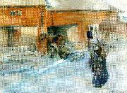 Carl Larsson en gard -i dalarna- utanfor portlidret oil painting on canvas